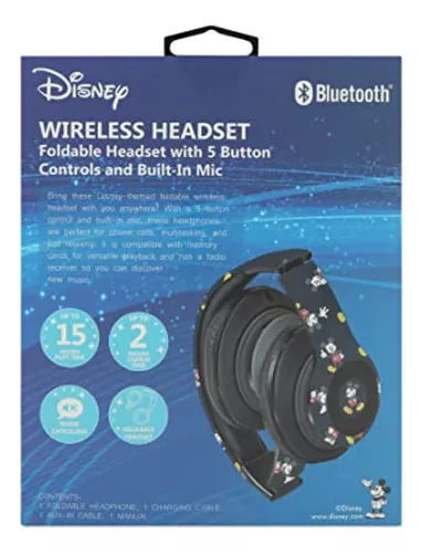 Disney Mickey Minnie Mouse Auriculares Bluetooth sobre la oreja,  auriculares plegables inalámbricos y con cable Micrófono incorporado -  Regalo de