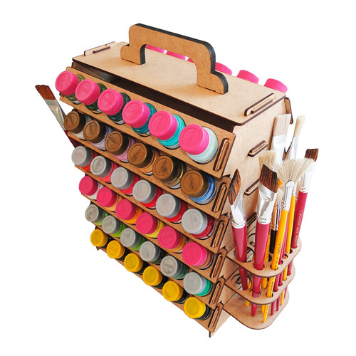 Imagem 1 de 10 de Suporte De Tintas Pvc Acrilex E Pincéis Madeira Em Mdf