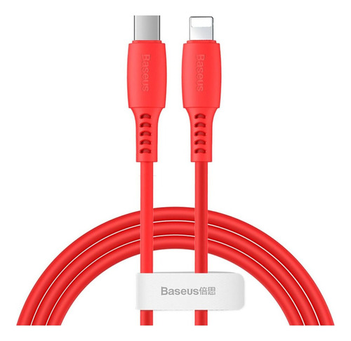 Cabo Turbo Usb-c/ Lightning iPhone Baseus Color Pd18w 1.2m Cor Vermelho