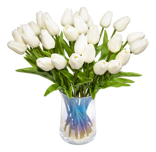 Joejisn - 30 Flores Artificiales De Tulipn Reales Al Tacto P