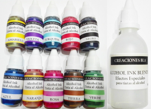 Alcohol Ink Tintas 10 Colores + Blender Activador 