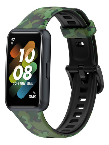 Correa Compatible Con Huawei Band 7 Camuflado Verde