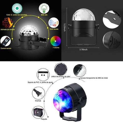 Imagen 5 de 8 de Esfera Led Luz Disco Crystal Ball Rgb Automatica Con Control