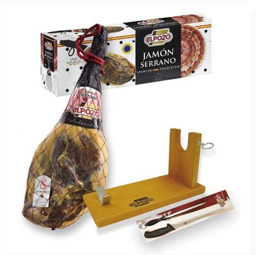 Kit Jamon Serrano Espanhol Dop Com Osso Elpozo 7kg