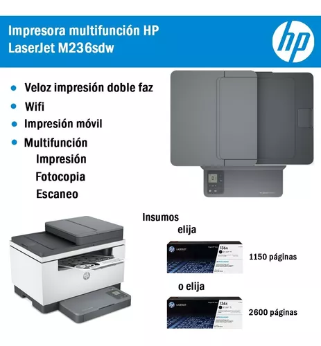 Impresora Multifunción HP LaserJet M236sdw, Impresora Multifuncional HP  LaserJet M236sdw