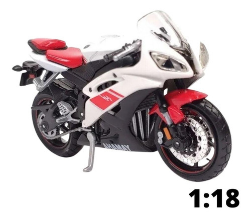 Miniatura Moto Escala 1:18 Yamaha R6 2007 Vermelha E Branca Cor Vermelho E Branco