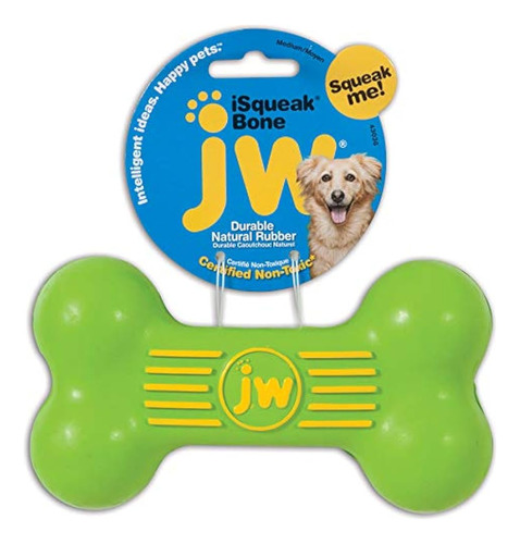 Jw Pet Company Isqueak Bone Rubber Dog Juguete, Mediano, Los