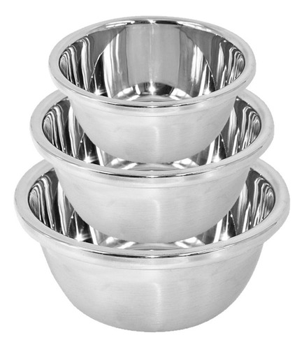 Set X3 Bowls Cocina Acero Inox Levys Bazar Batidor Para Batir Reforzado Reposteria