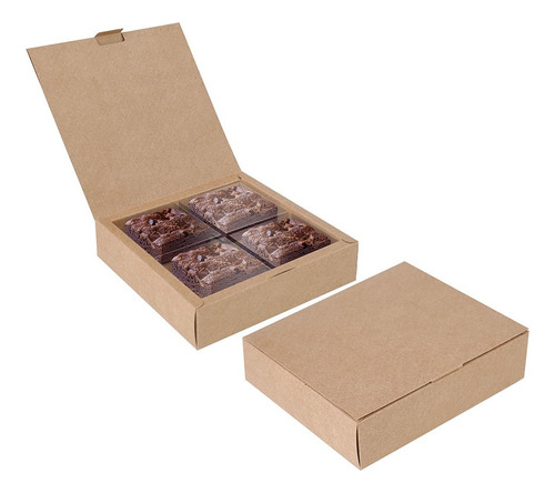 Caixa Para 04 Brownies Kraft 17x17x4cm - 10 Un - Cromus