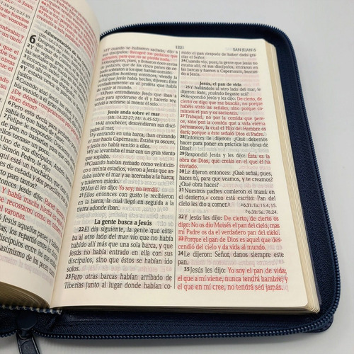 Imagen 7 de 8 de Biblia Reina Valera 1960 Letra Grande Sentipiel Azul Cierre