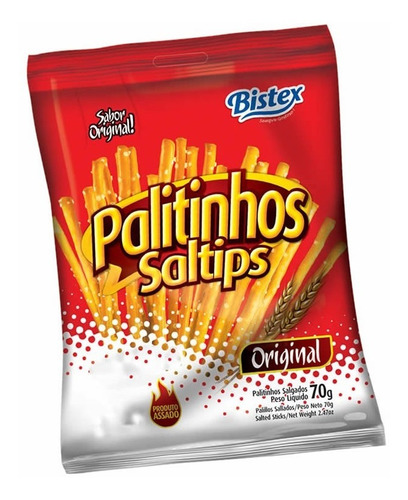 30 Pacotes Salgadinho Palitinhos Saltips Original Bistex 90g