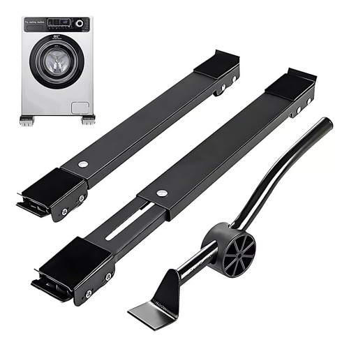 Soporte Ajustable Base Ruedas Estufa Lavadora Refrigerador Negro
