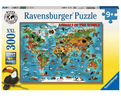 Rompecabezas Ravensburger Mapa Animales Del Mundo 300 Piezas