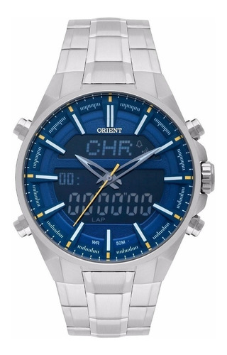 Relógio Orient Masculino Anadigi Fundo Azul Mbssa049 D1sx