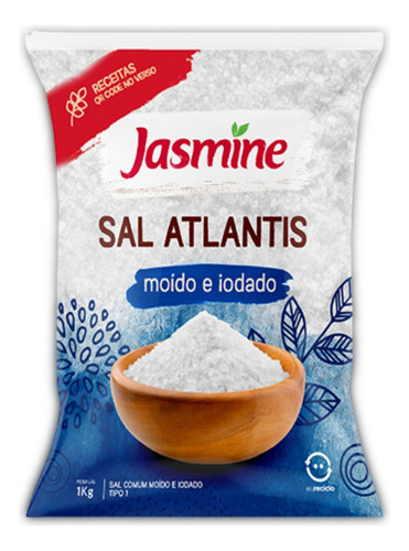 Sal marinho moído Jasmine Atlantis em pacote 1kg
