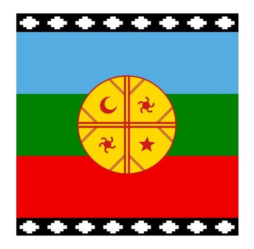 Bandera Mapuche 90 X 150 Cm Estampada Con Anillas Metalicas