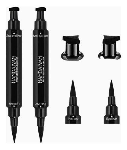 Delineador De Ojos Líquido Sello Cat Eyeliner 2pzs Indeleble Color Negro