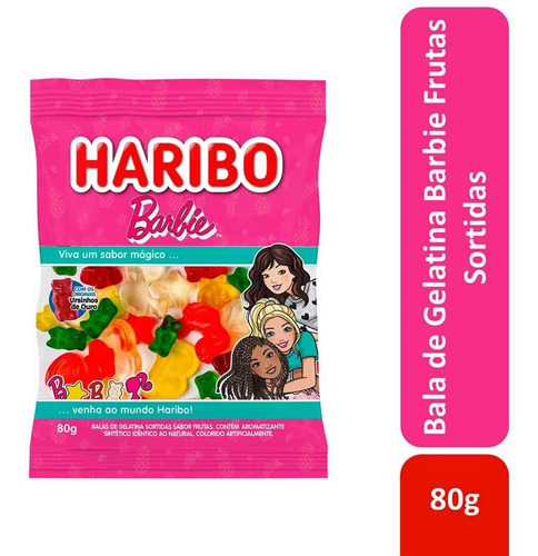 Bala De Gelatina Frutas Barbie Haribo 80g