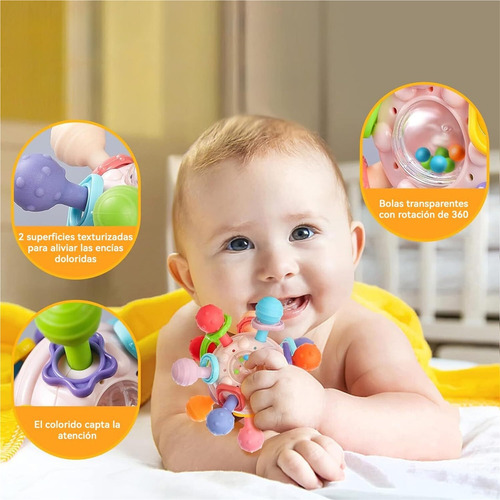 Sonajero Masticar Juguetes, Goma Dental Montessori Juguetes