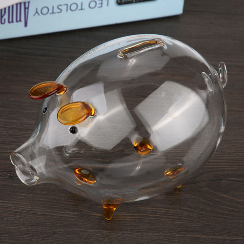 Monedero De Cristal Transparente Para Guardar Monedas Piggy