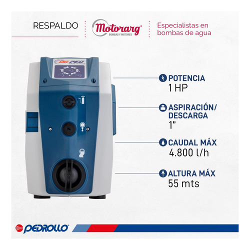 Imagen 3 de 11 de Bomba Presurizadora De Agua Inteligente Pedrollo Dg Ped 1 Hp