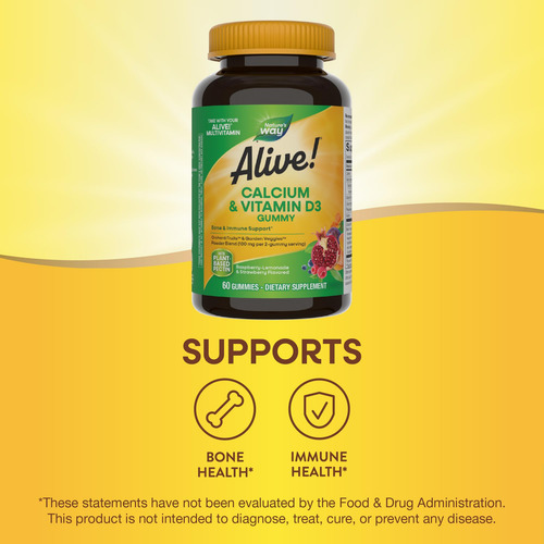 Suplemente Nature's Way Alive! Premium Calcium + D3 60 Gummi
