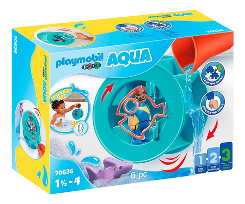 Playmobile 1.2.3 Rueda De Agua Con Bebé Tiburón Febo