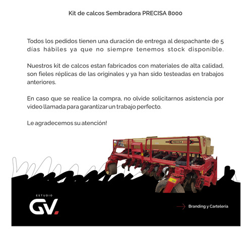Kit De Calcos Símil Original Sembradora Giorgi Precisa 8000