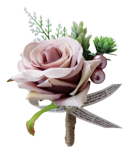 Imagen 2 de 12 de 2 Piezas Romántica Boda Fiesta Rosa Flor Boutonniere