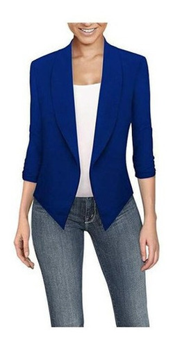 Cómodo Blazer Suéter Saco Casual Manga 3,4 Mujer [u]