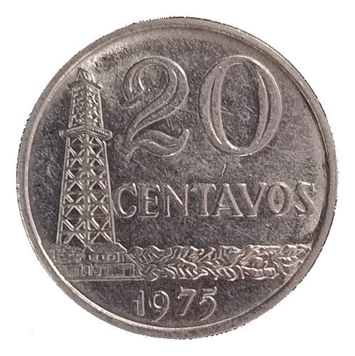 Brasil 20 Centavos 1975 Exc Km 279.1a Numeros Gruesos