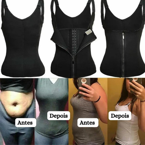 Cinta Modeladora Dupla Compressão Afina Cintura Ajustável Preto M