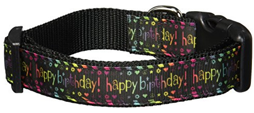 Feliz Cumpleaños Nylon Medio Collar De Perro