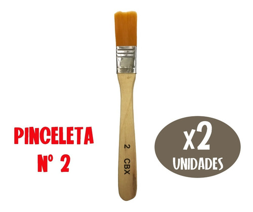 Kit De 2  Pinceletas N° 2 De Cerda Sintética Brocha  Anchos