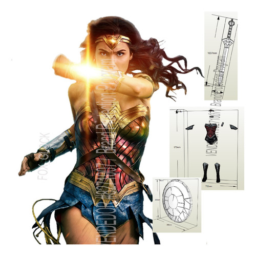 Traje Mujer Maravilla+escudo+espada Papercraft