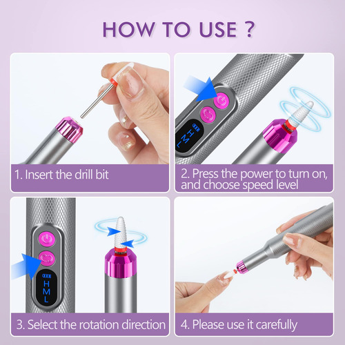 Taladro De Uñas, Taladro De Uñas Eléctrico Inalámbrico Kit P