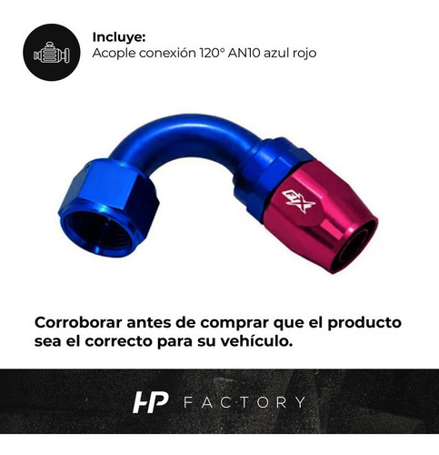 Imagen 3 de 10 de Acople Conexión 120° An10 Azul Rojo Ftx Fueltech