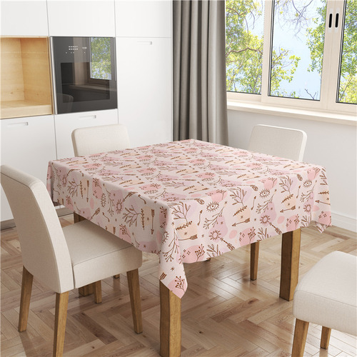 Mesa De Mantel De Lino Con Combinación De Rombos Triangulare