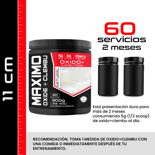 Óxido + Clembu Pre Entreno Maximo Protein 60 Servs 300g Natural