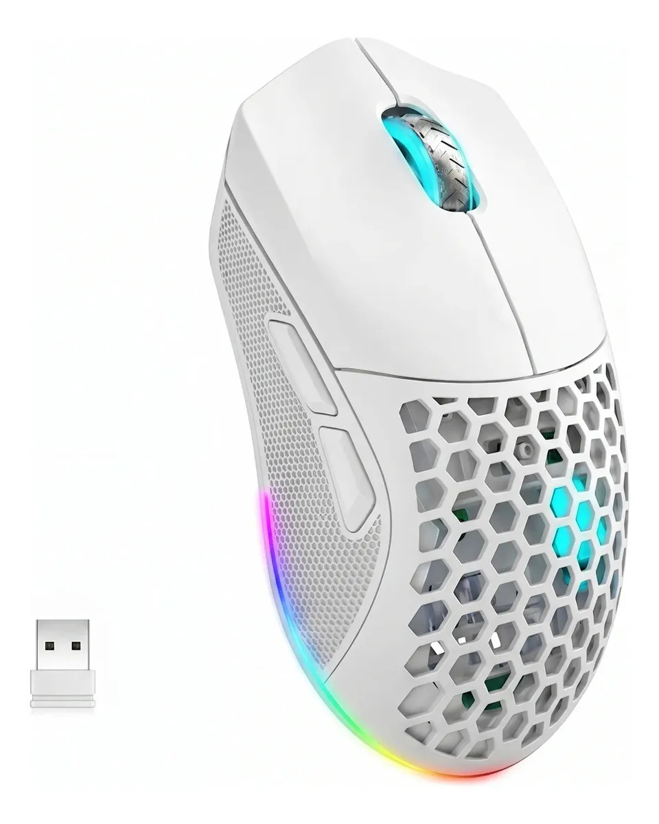 Mouse Gamer Sem Fio Tri Mode Bluetooth 2.4GHz USB-C RGB Recarregável 12800 DPI Para PC Mac Notebook Basike