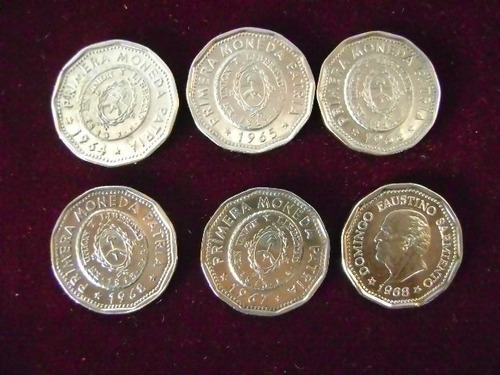 Serie De 6 Monedas 25 Pesos De 1964 A 1968 Argentinas