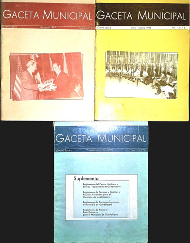 3 Gaceta Municipal Guadalajara Jalisco Cuarta Época1987-1988 (Usado)