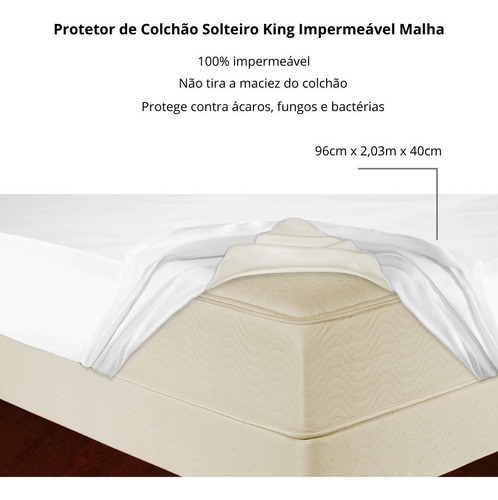 Capa Protetor De Colchão Solteiro King Impermeável Kacyumara