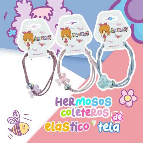 Set 6 Ligas Para Cabello Elastica Accesorio Cute T-625 T-623