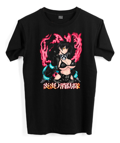 Playera Negra Hombre Fire Force Tamaki Kotatsu Anime 1222