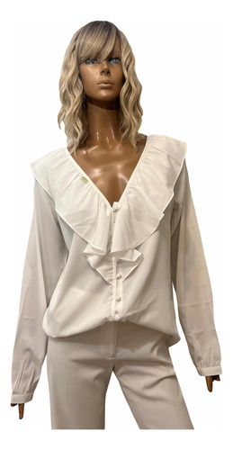 Blusa O Camisa Blanca Con Volados - India Style L