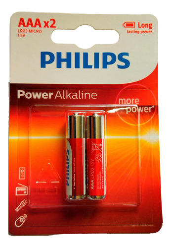 Pilha Alcalina Aaa Palito 3a 1,5v Philips Com 2