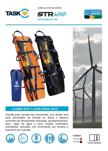 Camilla Rescate Vertical Aéreo Srt Wind Naranja Tipo Sked
