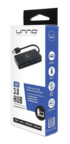 Hub Externo Unno Hb1011bk 4 Puertos Usb 3.0 Negro