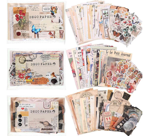 600 Pegatinas Vintage, Papel Para Llevar Un Diario, Antiguo,